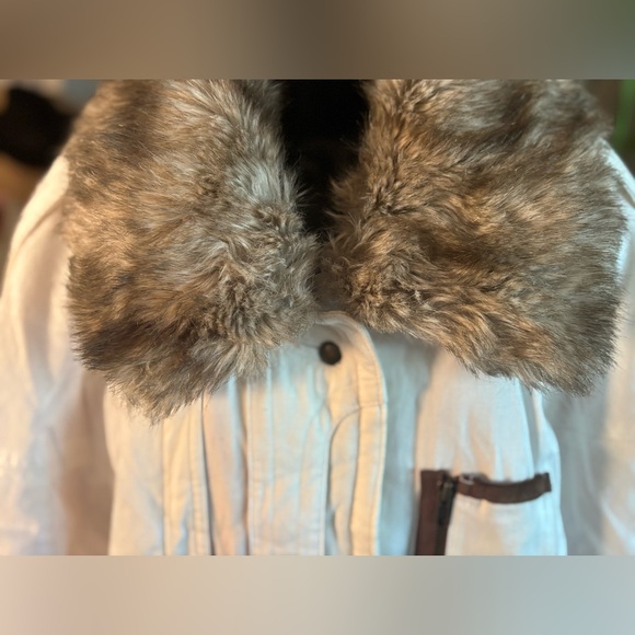 PIZAZZ Vintage 90s Cream Cotton Parka Faux Fur Collar Aspen Ski Lodge NWT M/L - Picture 4 of 17